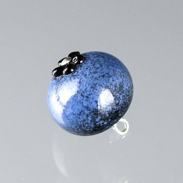 Blueberry Charm, realistic glass blueberry on your choice of sterling silver or gold-filled findings, jewelry, Mothers Day Gift