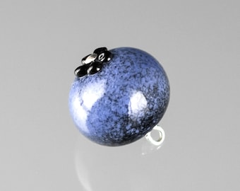 Blueberry Charm, Huckleberry Beads, Hand Blown Glass Art, Fruit Necklace Charm, Food Jewelry, Summer Style, Realistic Fruit Charm, Gift