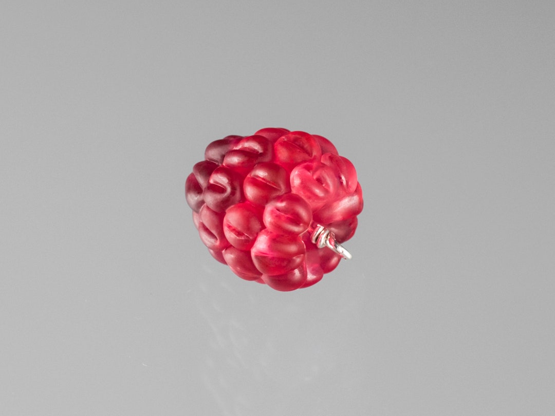 Raspberry Charm W Glass Raspberry on Sterling Silver or - Etsy