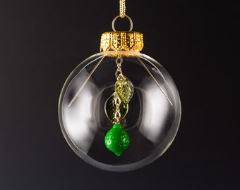 Glass Lime Christmas Ornament: Hand Blown Glass Ornament by Glassberries, housewarming gift, Mothers Day Gift