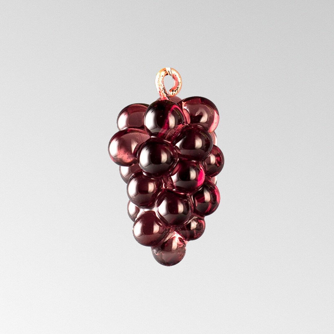Grapes Charm W Purple Hand Blown Glass Grape Bunch on Sterling Silver ...