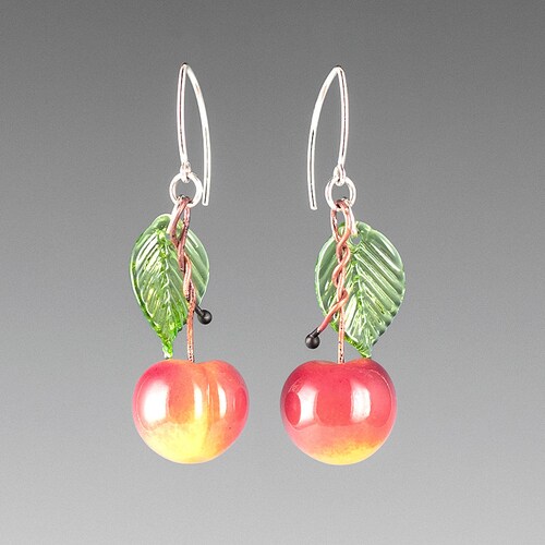 Glass Cherry Earrings on Sterling Silver or Goldfilled Hand Etsy