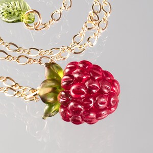 Raspberry Necklace, Raspberry Pendant, Lampwork Beads Jewelry, Hand Blown Glass Fruit Jewelry, Best Gifts For Her, Berry Jewelry, Romantic