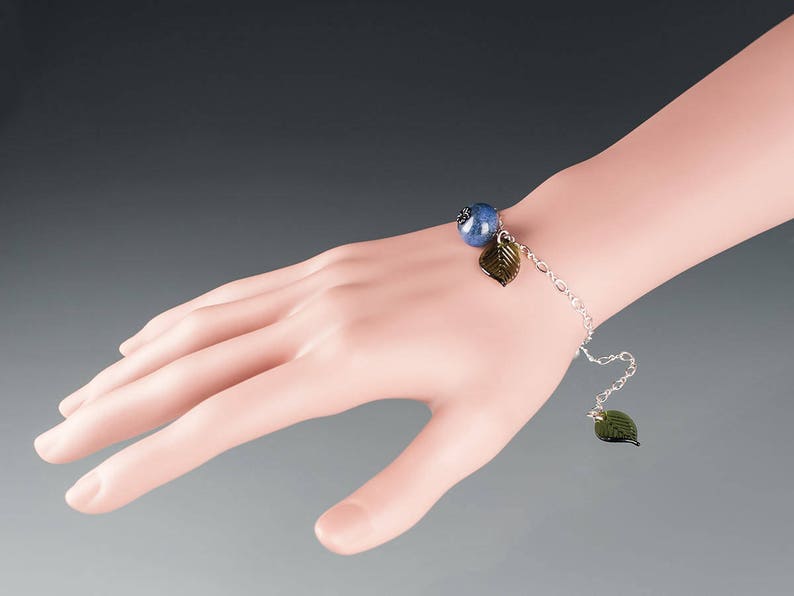 Blueberry Bracelet or Huckleberry Bracelet w realistic hand blown glass charms on sterling silver or gold-filled, jewelry, Mothers Day Gift image 9