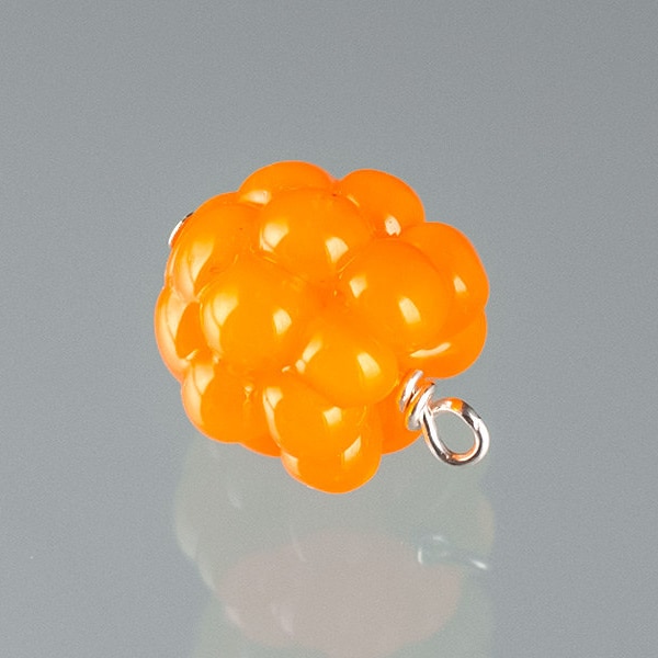 Glass Cloudberry (Cloud Berry) Charm on sterling  silver or gold-filled, hand blown glass art, nature inspired jewelry, Mothers Day Gift