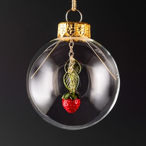 Glass Strawberry Christmas Ornament: Hand Blown Glass Ornament by Glassberries, housewarming gift, Mothers Day Gift image 1