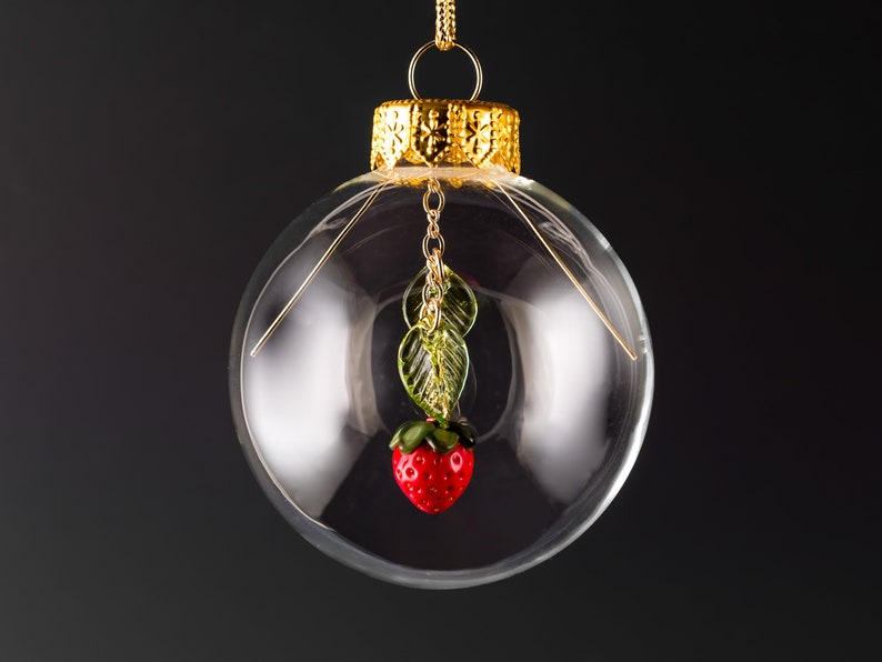 Glass Strawberry Christmas Ornament: Hand Blown Glass Ornament by Glassberries, housewarming gift, Mothers Day Gift image 1