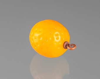 Glass Kumquat Charm on sterling  silver or gold-filled, hand blown glass art, nature inspired jewelry, Mothers Day Gift