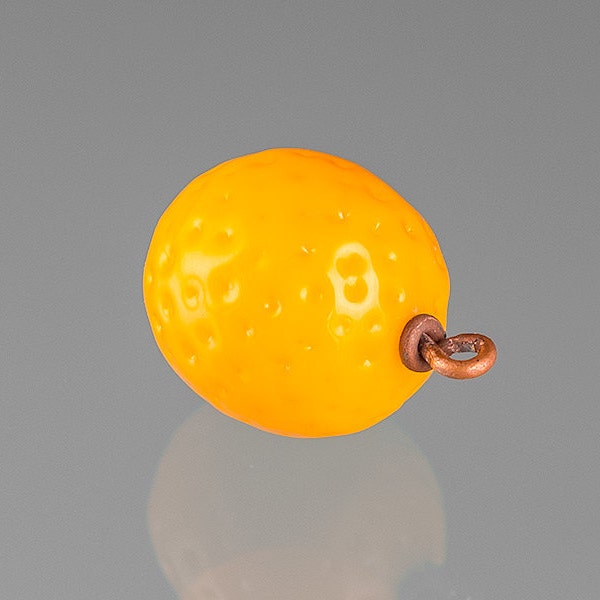 Glass Kumquat Charm on sterling  silver or gold-filled, hand blown glass art, nature inspired jewelry, Mothers Day Gift
