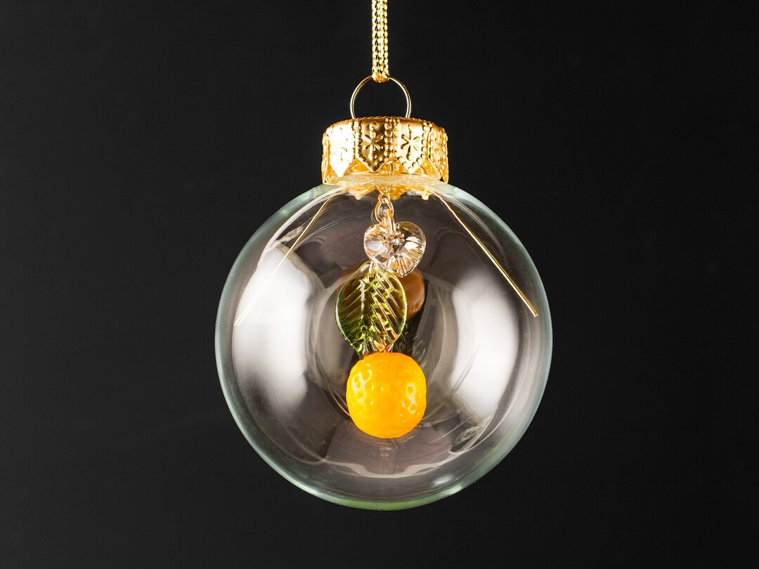 PREGNANCY GIFT 10 Weeks, Glass Kumquat Christmas Ornament