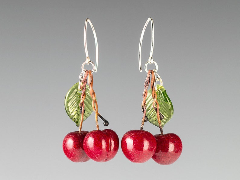 Cherry earrings sterling silver Clearance
