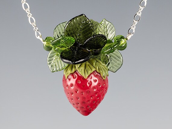 Glass Strawberry Necklace,