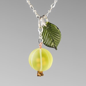 Life-sized Gooseberry Necklace w MY OWN hand blown glass beads on sterling silver or gold-filled, nature inspired jewelry