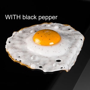 Glass Fried Egg Sculpture, Food Lover Gift, Fake Food Sculpture, Egg WITH Black Pepper, Fried Egg Decor, Blown Glass Figurine, Fathers Day
