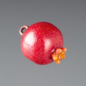 Glass Pomegranate Charm on sterling  silver or gold-filled, hand blown glass art, nature inspired jewelry, Mothers Day Gift
