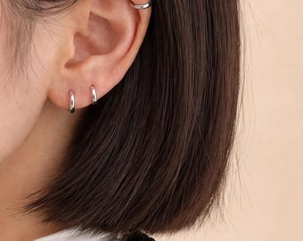 Sterling Silver Tiny Hoop Earrings, Minimalist Small Hoops, Dainty Everyday Jewelry, Simple Stacking Earrings
