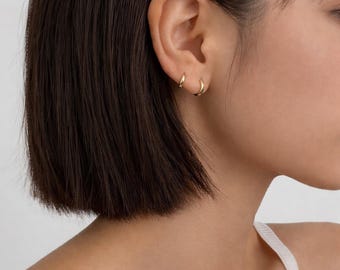 Winzige Huggie Hoop Ohrringe, 18K Vergoldete Sterling Silber Zierliche Huggies