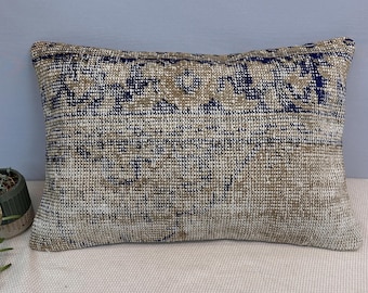 Turkish Rug Pillow Cover 16x24, Vintage Pillow Cover, Rug Cushion Cover  16x24 Turkish Rug Pillow Cover, Boho Rug Pillow, Rug Cushion