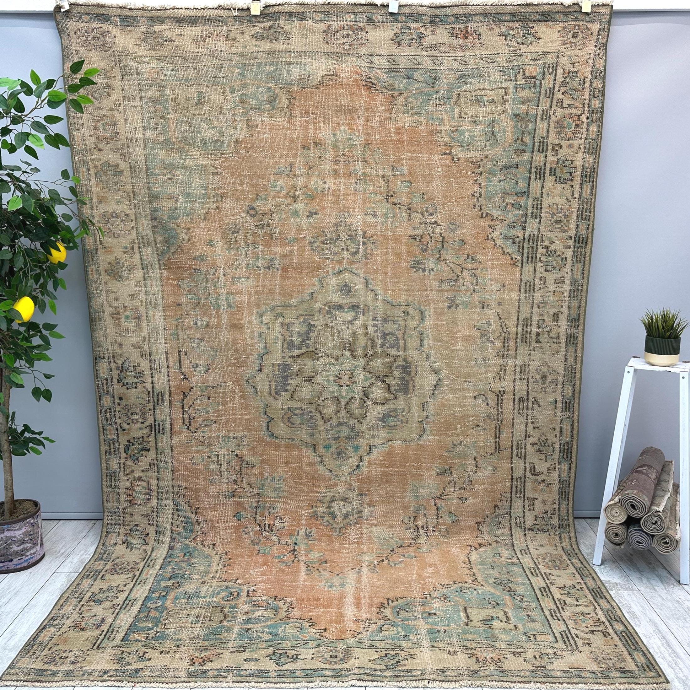 Muted Blue Vintage Rug - Etsy