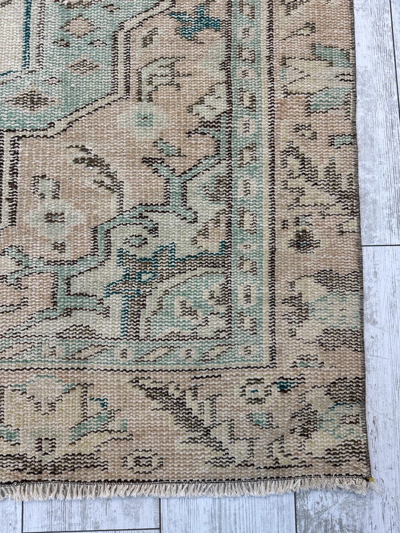 Tappeto floreale verde, tappeto turco 5x9, tappeto per ingresso, tappeto per soggiorno, tappeto turco in lana 5x8, tappeto per camera da letto, tappeto da fattoria, 5,3 x 9 piedi immagine 4
