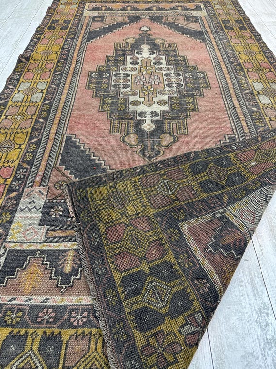Handmade Muted Rug, 4x8 Turkish Area Rug, Boho Oriental Rug