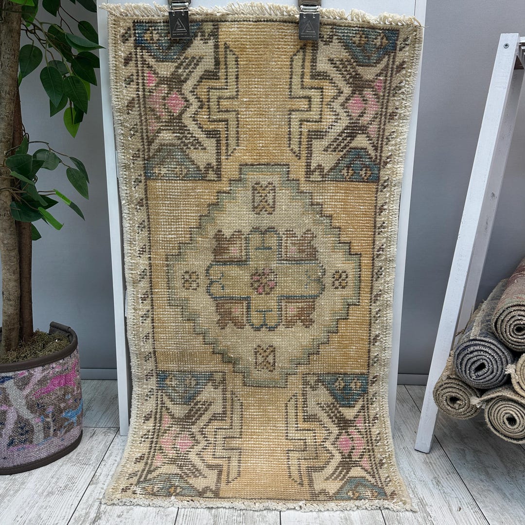 Vintage Doormat Rug, 1x3 Bathroom Rug, Kitchen Area Rug, Mini Wool ...
