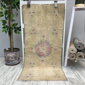 Small Area Rug, 1x3 Bathroom Rug, Small Moroccan Rug, Small Wool Rug, Vintage Rug, Small Vintage Rug,Small Turkish Rug,Turkish Rug 1.6x3.4ft