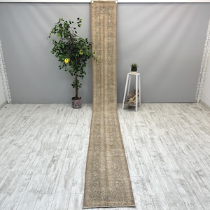 1x14 Vintage Runner Rug, 1x14 Wool Turkish Runner Rug, 1x14 Entryway Hallway Kitchen Runner Rug, Boho Farmhouse Rug, Antique Rug 1.7x14.5ft
