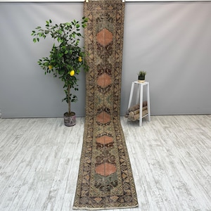 2x13 Oriental Runner Rug, 2x13 Corridor Rug, 2x13 Handmade Rug, Bedroom Rug, Antique Rug, Hallway Kitchen Rug, Wool Kitchen Rug, 2.1x13 ft