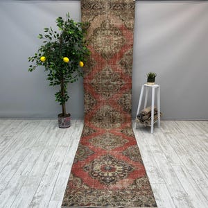 2x12 Red Runner Rug, 2x12 Turkish Handmade Rug, 2x12 Oriental Rug, Farmhouse Rug, Oriental Rug, Wool Rug, 2x12 Antique Rug, 2.7x12.6 ft