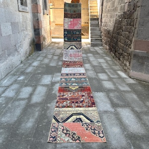 2x20 Long Runner Rug, 2x20 Vintage Corridor Rug, Patchwork Runner Rug, Oriental Rug, Handmade Kitchen Rug, Bohemian Decor Rug, 2.4x20.6 ft