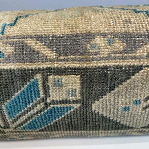 Vintage Rug Pillow 12x48", Handmade Rug Cushion Cover, Turkish Rug Pillow, Boho Farmhouse Pillow, Ethnic Cushion Case,Boho Lumbar Pillow image 3