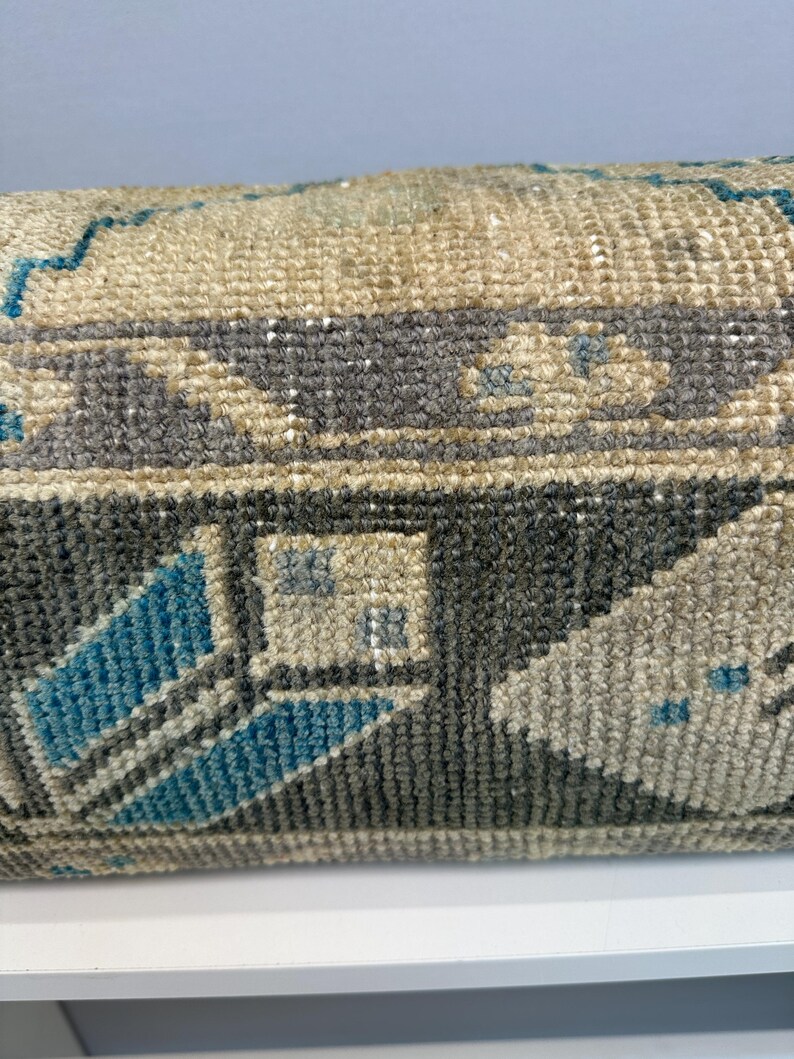 Vintage Rug Pillow 12x48", Handmade Rug Cushion Cover, Turkish Rug Pillow, Boho Farmhouse Pillow, Ethnic Cushion Case,Boho Lumbar Pillow image 3