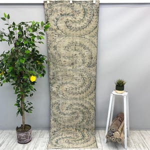 2x7 Turkish Runner Rug, 2x7 Handmade Beige Runner Rug, Corridor Rug, Oriental Rug, Hallway Kitchen Rug, Farmhouse Bedroom Rug, 2.4x7.6 ft