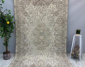 Tappeto turco fatto a mano, tappeto vintage 5x9, tappeto boho stile rustico, tappeto Oushak, tappeto orientale 5x9, tappeto rustico da cucina, 5,6x9,5 piedi