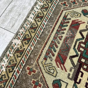 1x3 Gray Bathroom Rug, 1x3 Small Turkish Rug, Handmade Vintage Rug, Small Wool Rug, Bohemian Rug, Small Vintage Rug, Small Turkish Rug image 6
