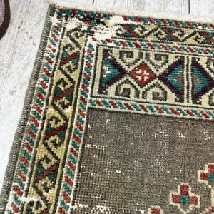 1x3 Gray Bathroom Rug, 1x3 Small Turkish Rug, Handmade Vintage Rug, Small Wool Rug, Bohemian Rug, Small Vintage Rug, Small Turkish Rug image 8