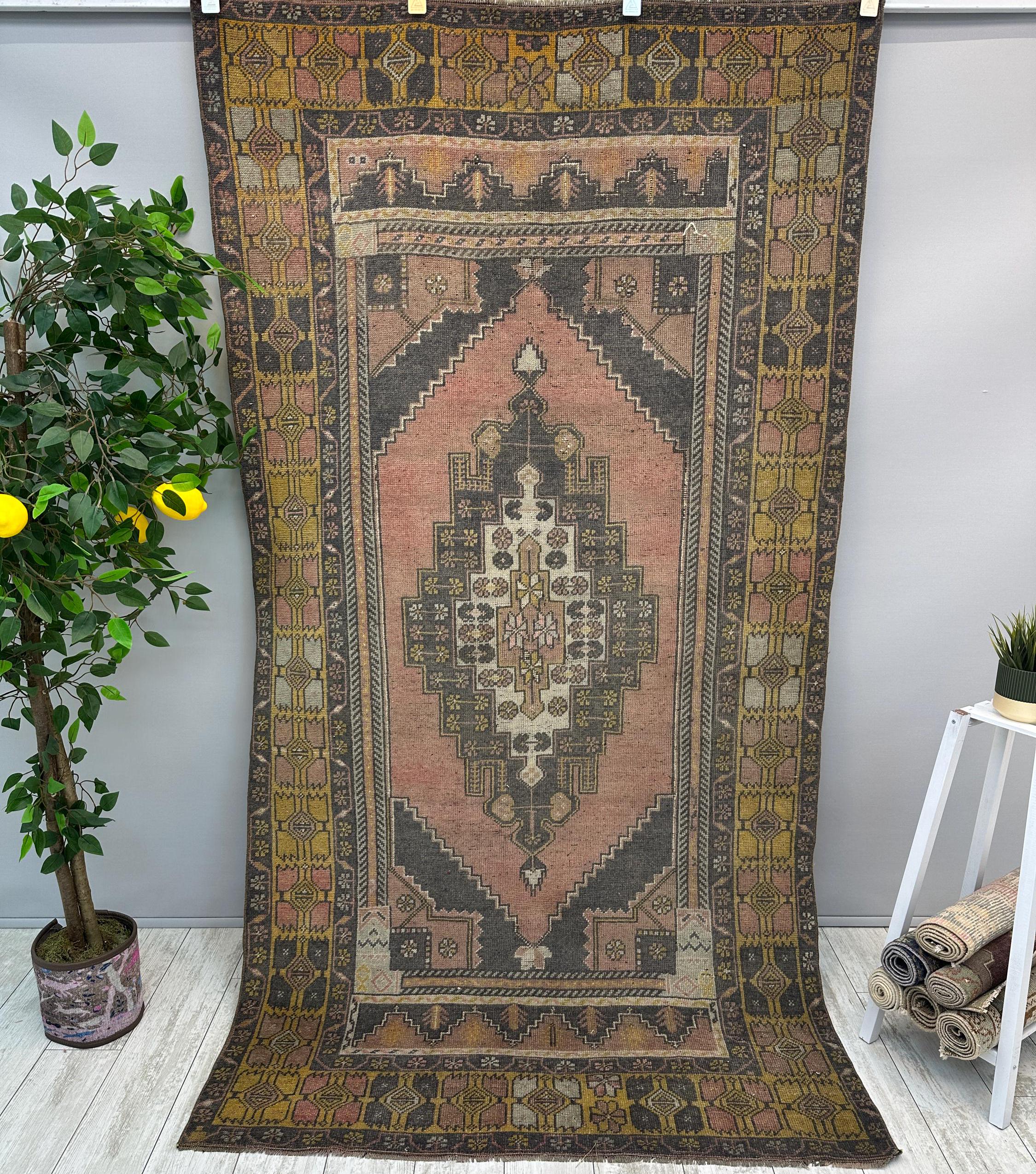 Handmade Muted Rug, 4x8 Turkish Area Rug, Boho Oriental Rug