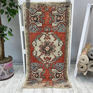1x3 Small Oriental Rug, 1x3 Bathroom Rug, Small Moroccan Rug, Small Wool Rug, Vintage Rug, Small Vintage Rug, Small Turkish Rug, Turkish Rug