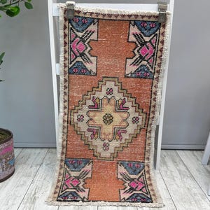 Small Bathroom Rug, 1x3 Turkish Rug, Small Bohemian Rug, Small Wool Rug, Vintage Rug, Small Vintage Rug, Small Turkish Rug, 1.6x3.1 ft