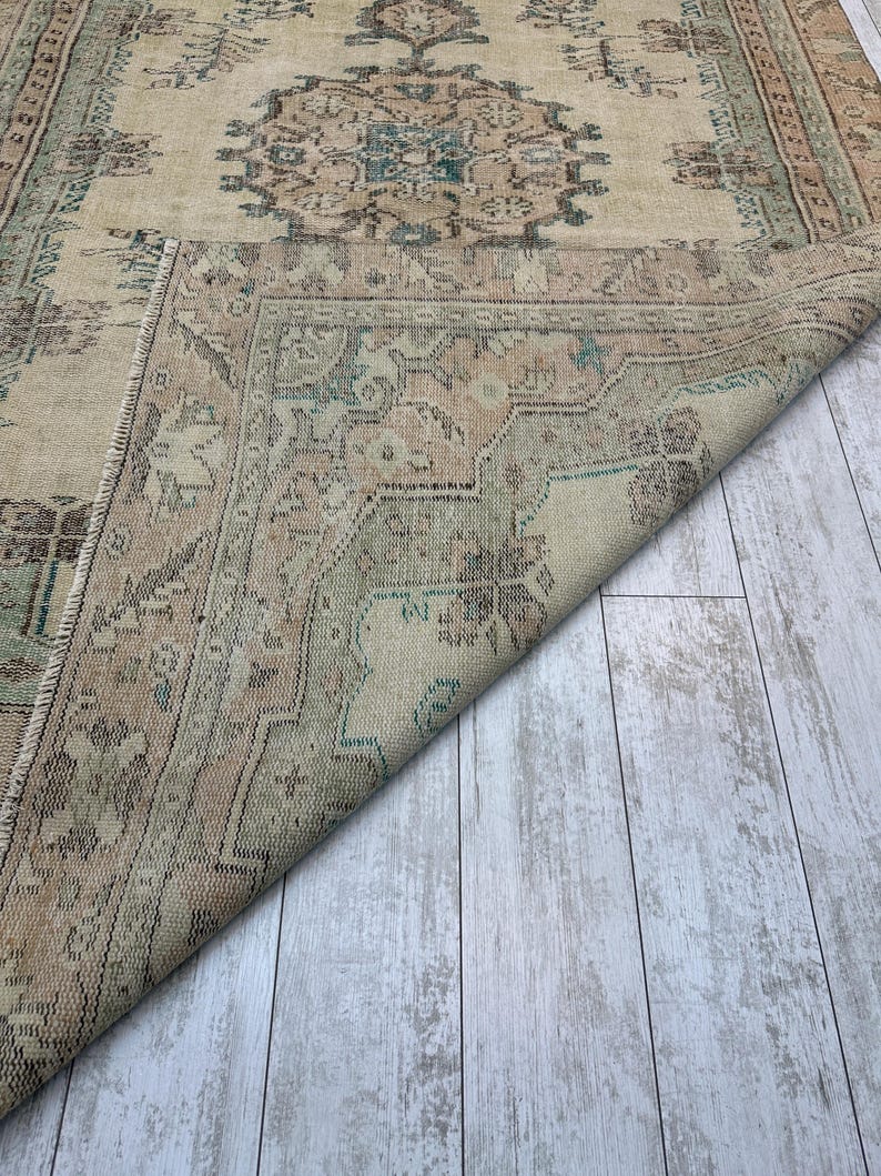Tappeto floreale verde, tappeto turco 5x9, tappeto per ingresso, tappeto per soggiorno, tappeto turco in lana 5x8, tappeto per camera da letto, tappeto da fattoria, 5,3 x 9 piedi immagine 10