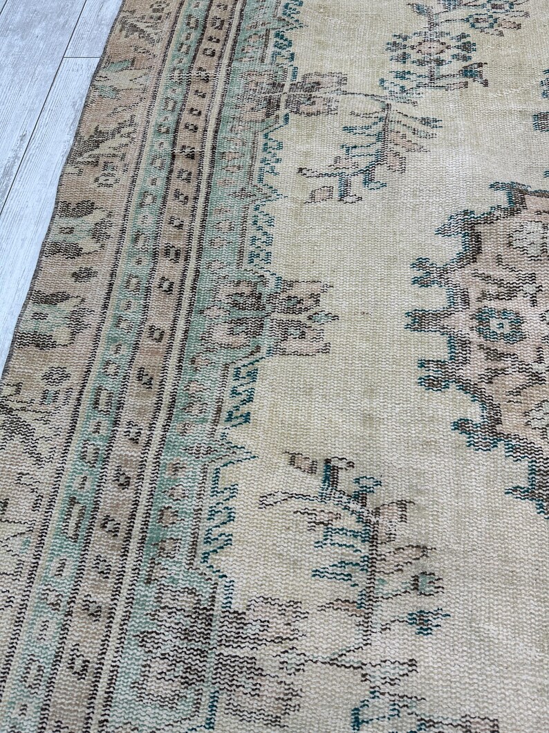 Tappeto floreale verde, tappeto turco 5x9, tappeto per ingresso, tappeto per soggiorno, tappeto turco in lana 5x8, tappeto per camera da letto, tappeto da fattoria, 5,3 x 9 piedi immagine 6
