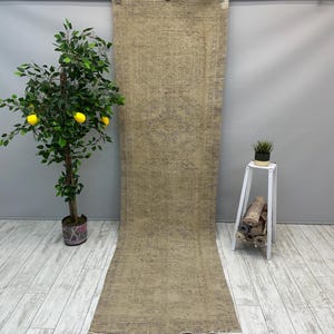 Beige Runner Rug, 2x10 Vintage Turkish Rug, Handmade Runner Rug, Corridor Rug, 2x10 Bohemian Rug, Antique Rug, Rustic Rug, 2.9x10.3 ft