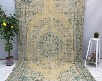 Green Vintage Rug, 6x10 Turkish Farmhouse Rug, Handmade Boho Rug, Bedroom Rug, 6x9 Vintage Bohemian Rug, Office Rug, Antique Rug, 6.3x10.1ft