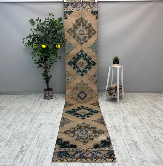 Beigefarbener Läufer, Beigefarbener Teppichläufer, 700x3300, Boho Teppich Läufer, Beige Küchenteppich, 70x300, Boho Teppich, Beige
