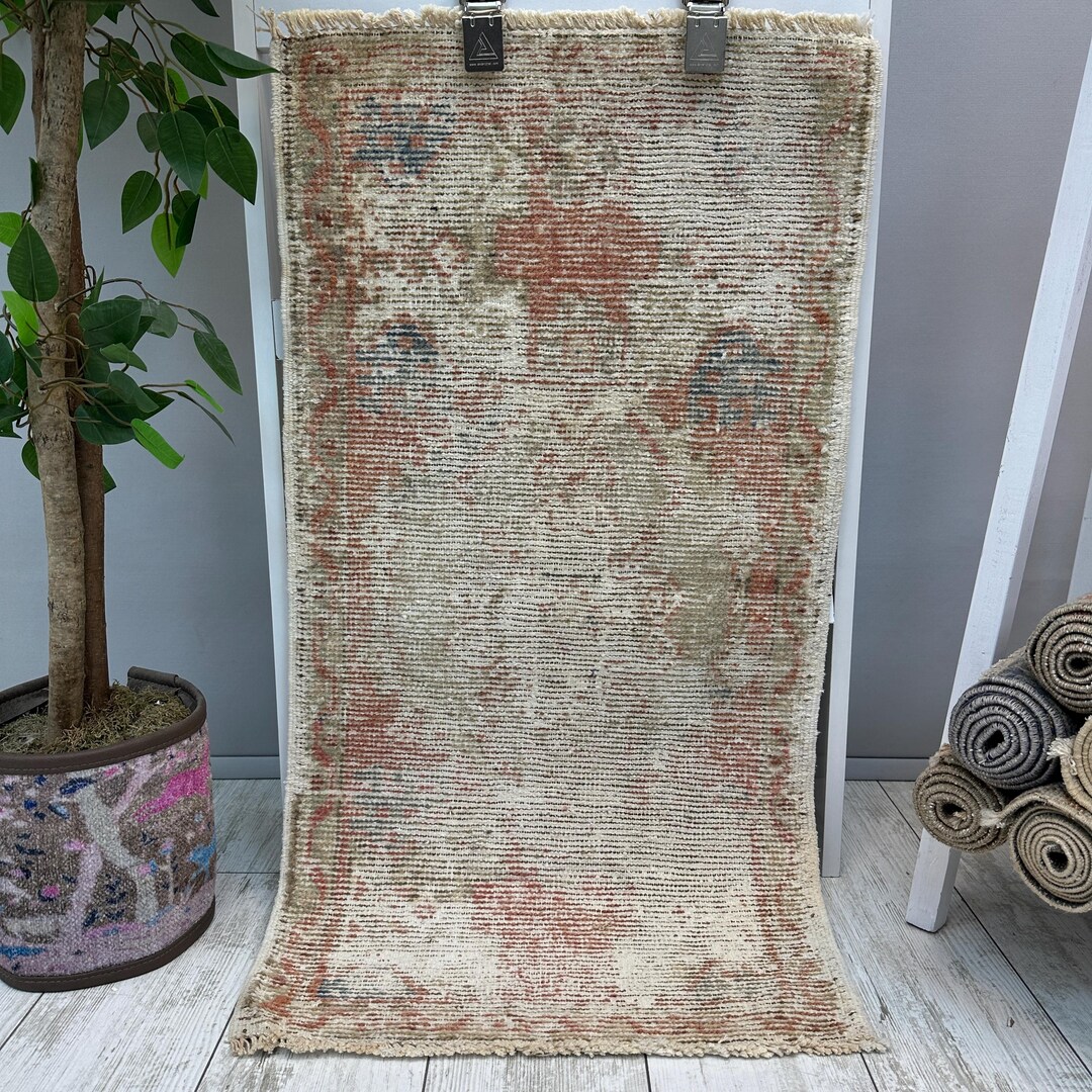 1x3 Beige Kitchen Rug, 1x3 Wool Bathroom Rug, Turkish Doormat Rug ...