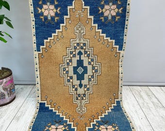 Bathroom Rug, 2x3 Turkish Rug, 2x3 Small Bohemian Rug, Beige Small Wool Rug, Doormat Rug, Small Vintage Rug, Small Turkish Rug, 2x3.5 ft