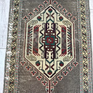 1x3 Gray Bathroom Rug, 1x3 Small Turkish Rug, Handmade Vintage Rug, Small Wool Rug, Bohemian Rug, Small Vintage Rug, Small Turkish Rug image 7