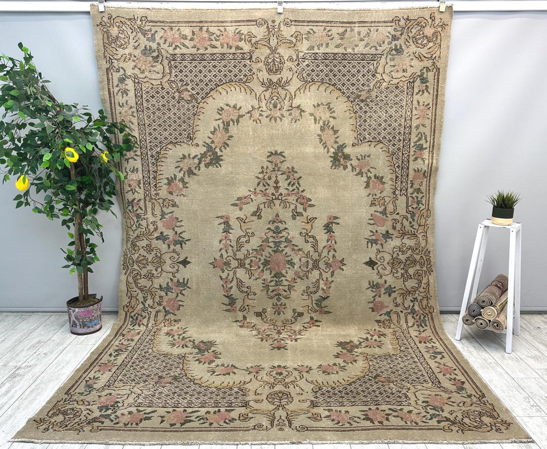 Turkish Area Rug Texture Turkish Beige Rug, Handmade Area Rug, Bohemian Wool Rug, Rustic Home ...
