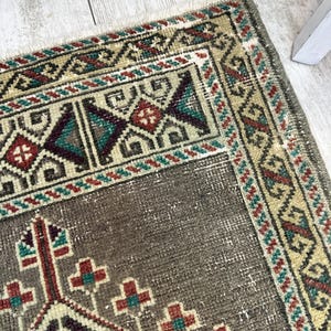 1x3 Gray Bathroom Rug, 1x3 Small Turkish Rug, Handmade Vintage Rug, Small Wool Rug, Bohemian Rug, Small Vintage Rug, Small Turkish Rug image 9
